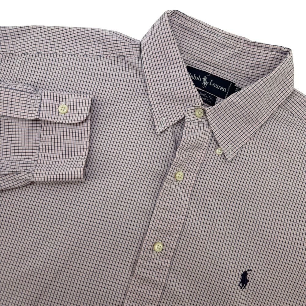 Ralph Lauren Yarmouth Shirt Mens XL 16.5-34 Pink Blue Micro Check Button Down
